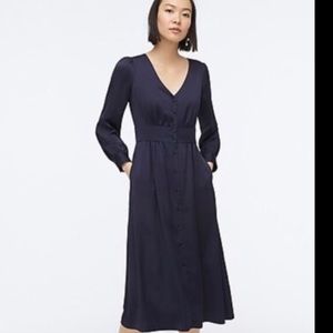 J Crew dress navy satin like fabric NWT sz 12